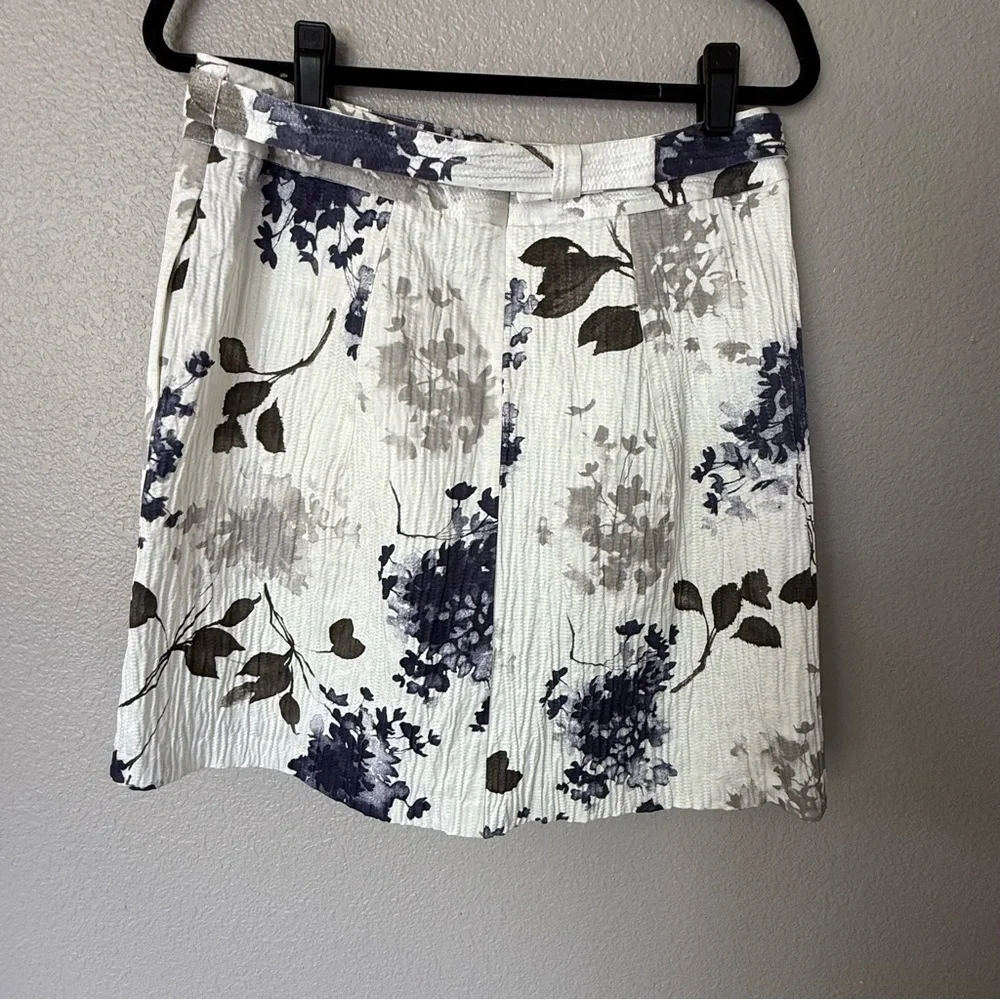 Teri Jon‎ Belted Mini Skirt Floral Size 8 Textured Fabric Above Knee Business